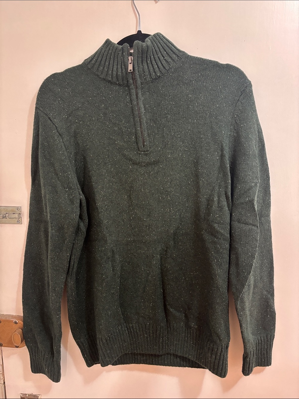 Men's Half-Zip Knit Sweater in Dark Green